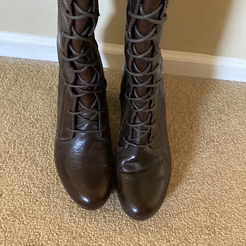 Final sale! Clarks leather lace up zipper knee high boots